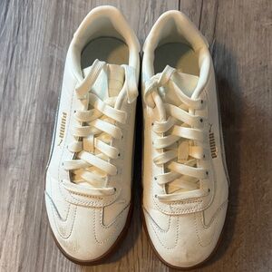 Puma Classic White Sneakers with Brown Sole